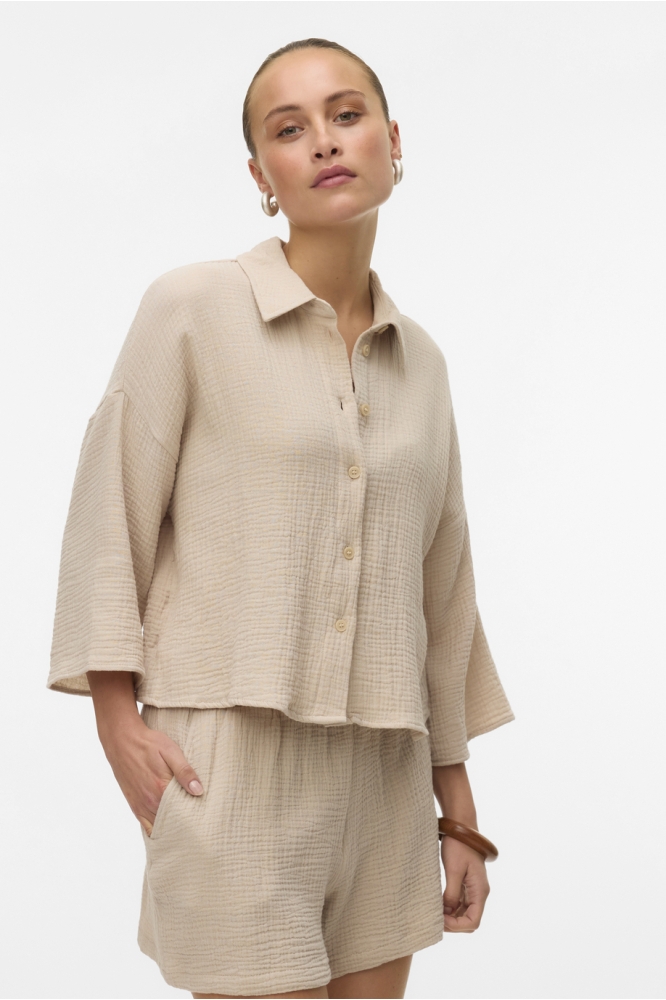 VMNATALI CROP SHIRT WVN NOOS 10279685 SILVER LINING